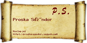 Proska Sándor névjegykártya